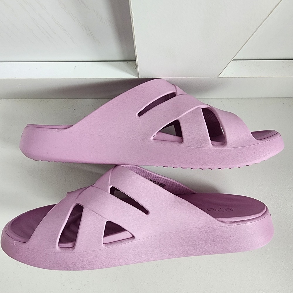 Crocs Getaway Weave Lilac Purple Platform Slide Sandals Womens Size 6 NEW - Picture 4 of 9